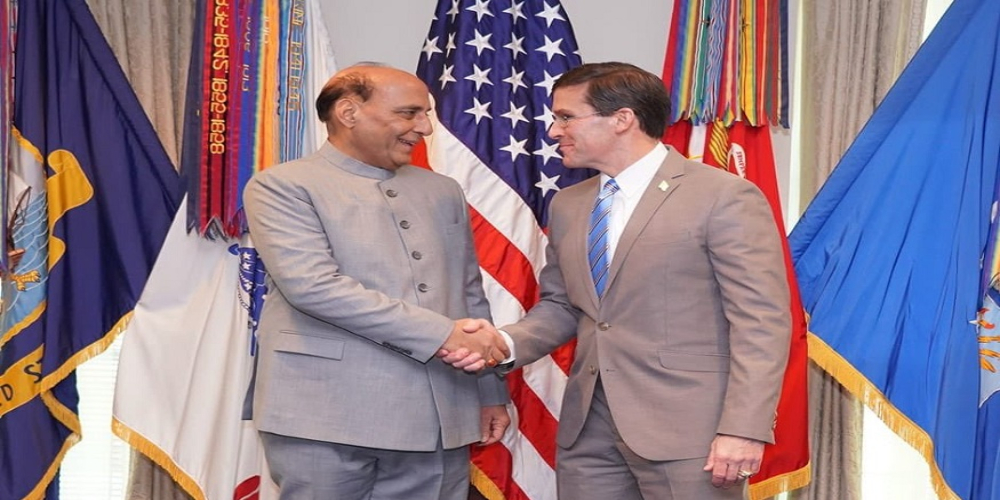 Rajnath Singh meets Mark Esper