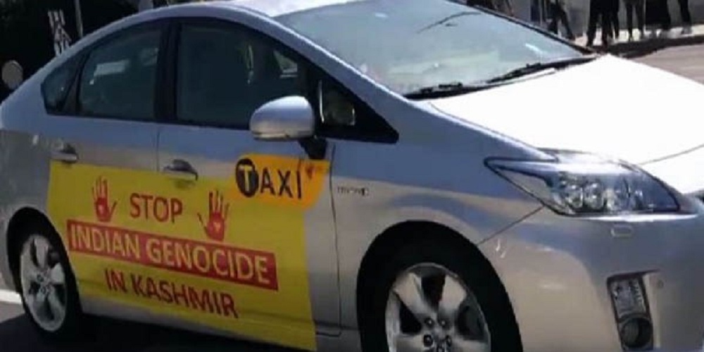 Kashmir Solidarity Day-Taxis rally organised outside Indian embassy in New York