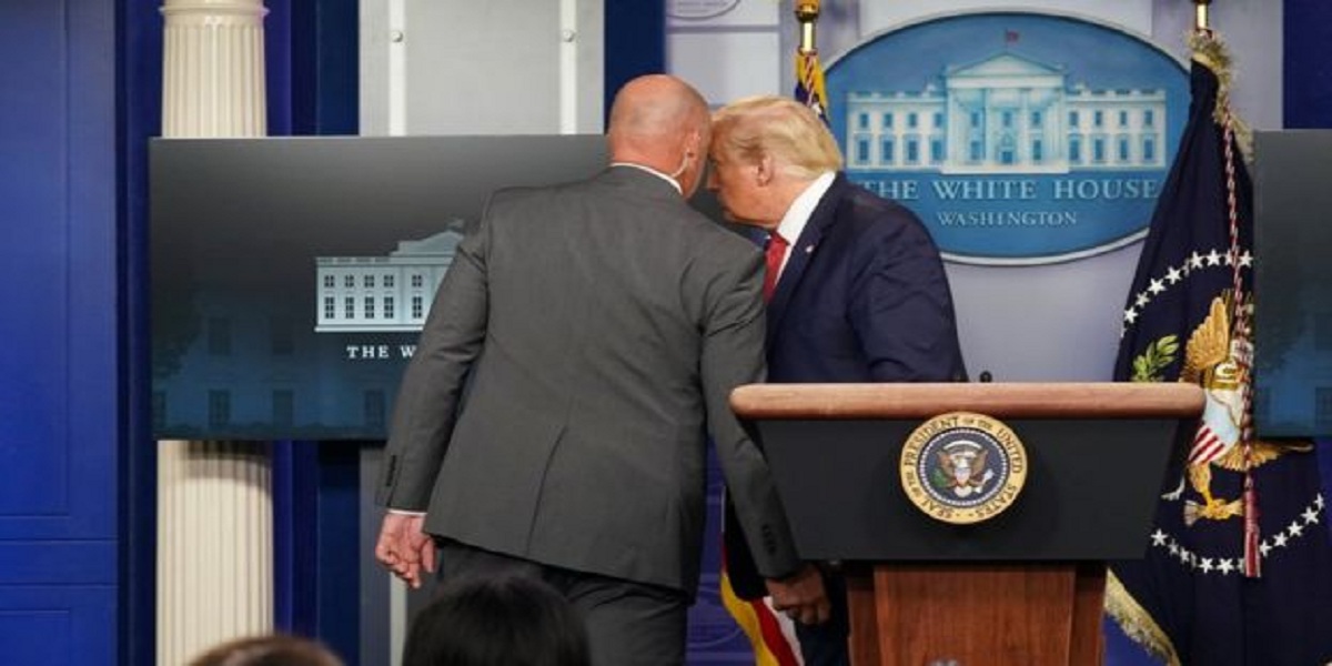 Trump exits news briefing as man shot outside White House