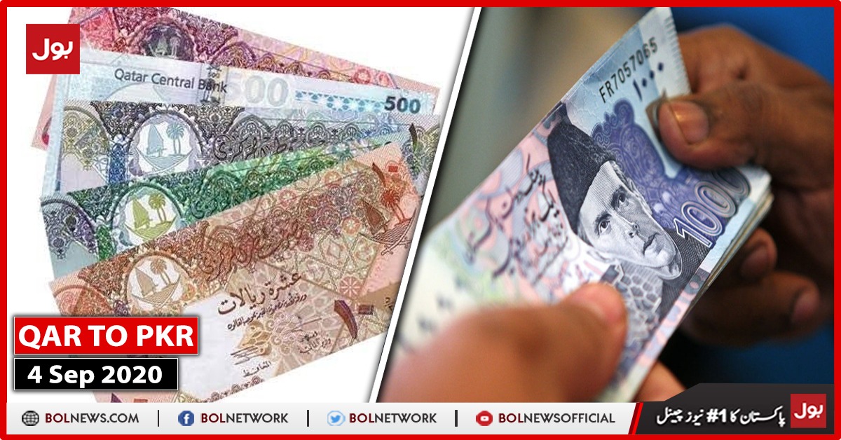 Today Qatari Riyal to PKR (QAR TO PKR), 4 September 2020