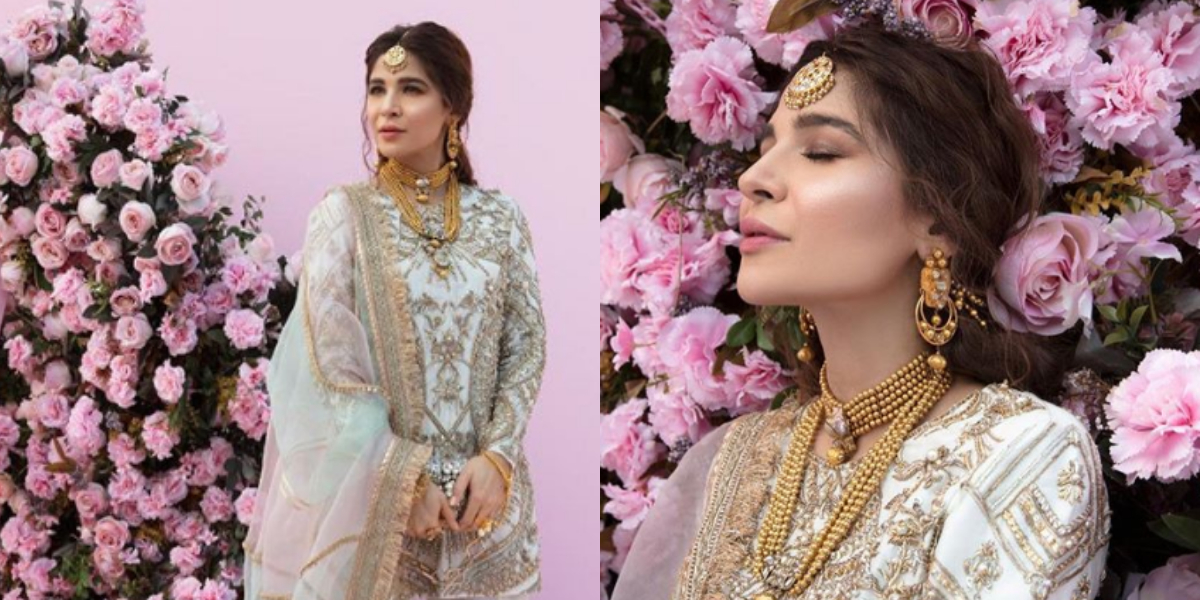 Ayesha Omar Blooms In White Floral Saree