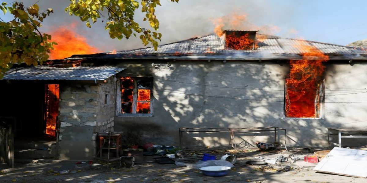 Nagorno-Karabakh: Armenians Villagers Torch Their Houses Before Leaving