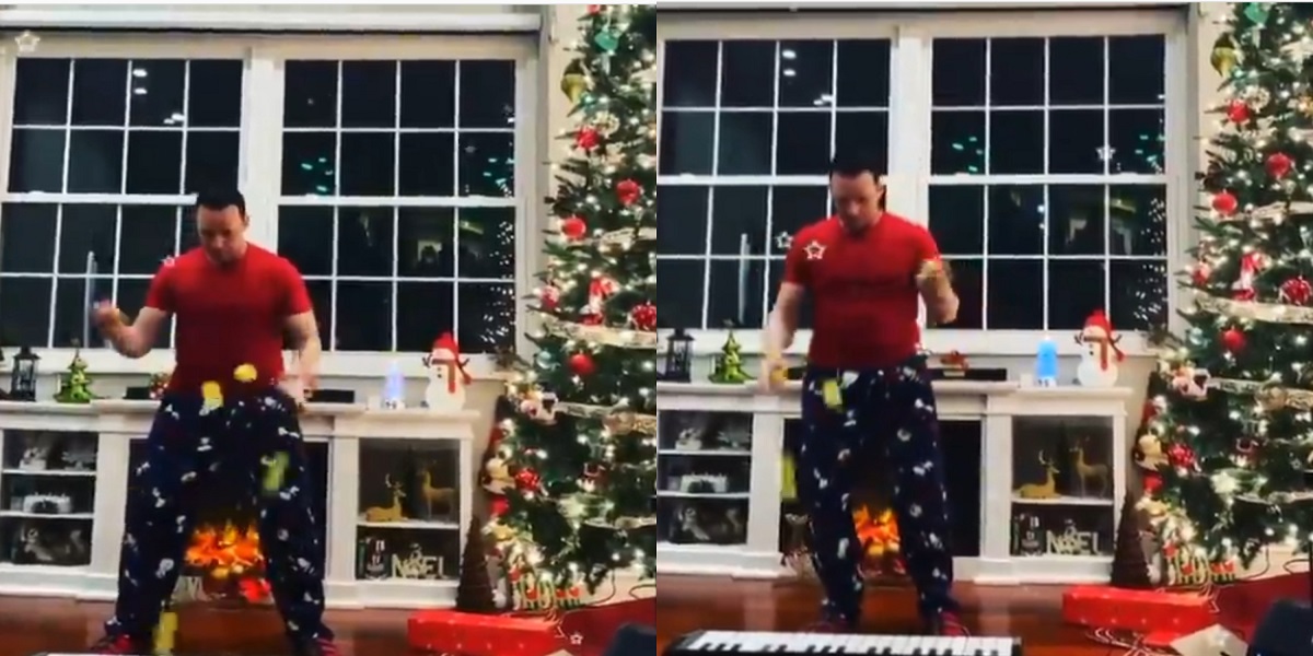 Man plays keyboard by juggling tennis balls
