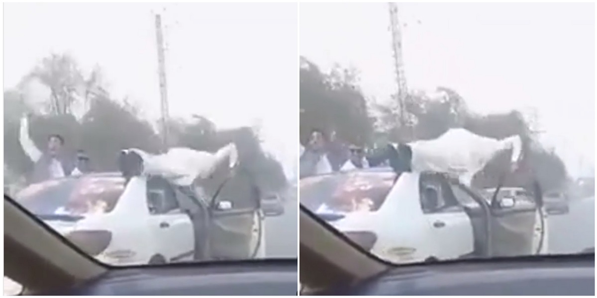 Man arrested for performing stunts on a moving car in Peshawar, watch