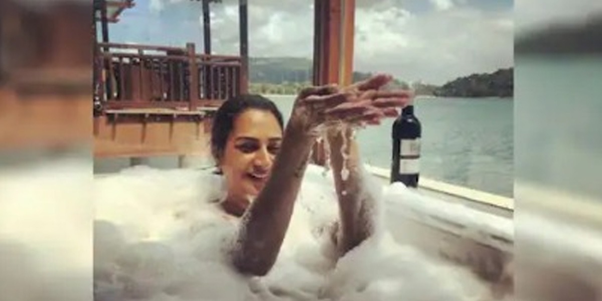 Surekha Vani in bathtub