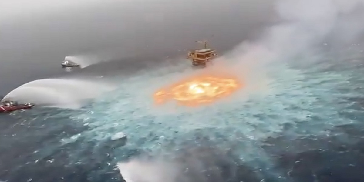 Gulf of Mexico Is on Fire near Pemex's offshore oil field