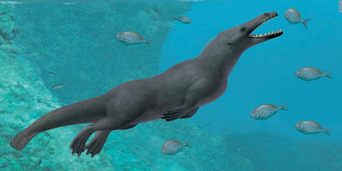 Four legged whale, with eating style like raptors