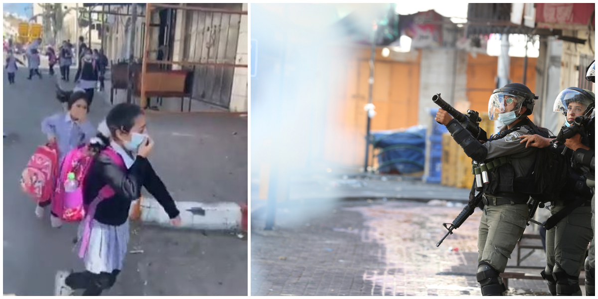 Israel's Barbarism at its peak, fire tear gas on Palestinian primary school students