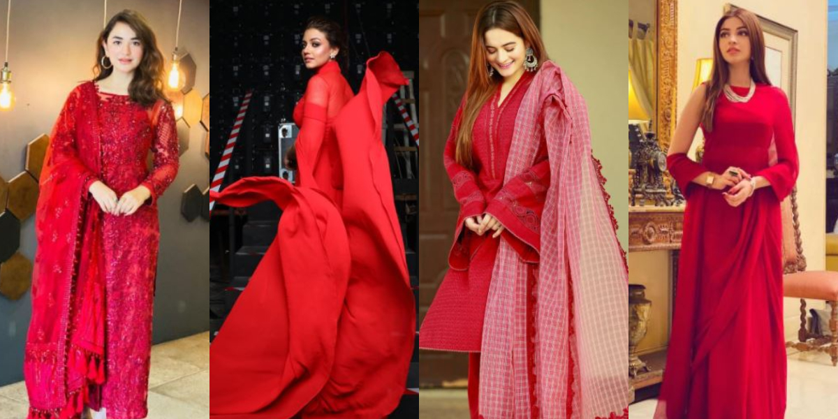 Pakistani actresses red attires