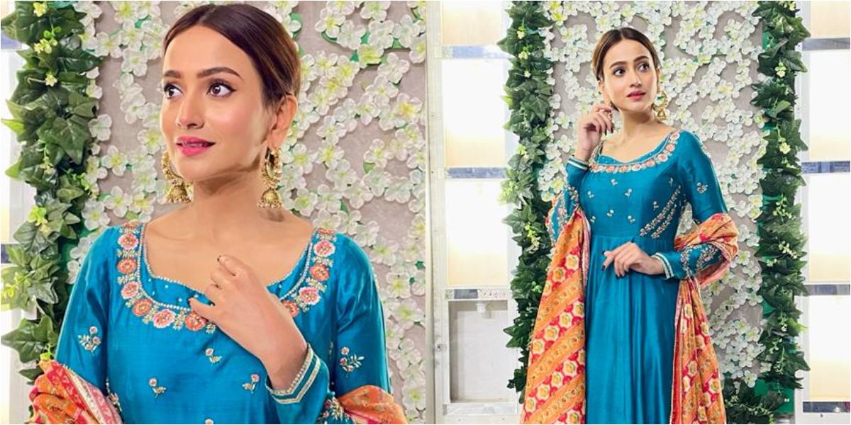 Zarnish Khan in a blue outfit makes us drool over her festive glam