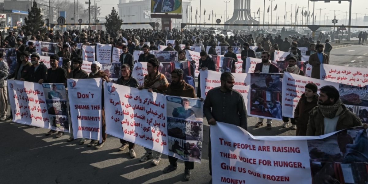 Afghans take streets in protest against U.S. freezing of assets