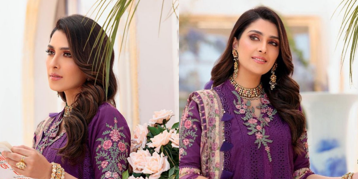 Ayeza Khan Looks Ravishing In Exquisite Purple Dress