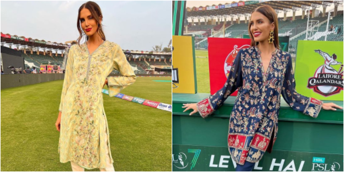 Erin Holland rocks another desi number with bold lips