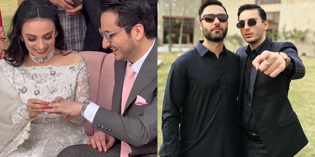 Ahmed Ali Akbar and Osman Khalid Butt grooves at Mehar Bano’s engagement