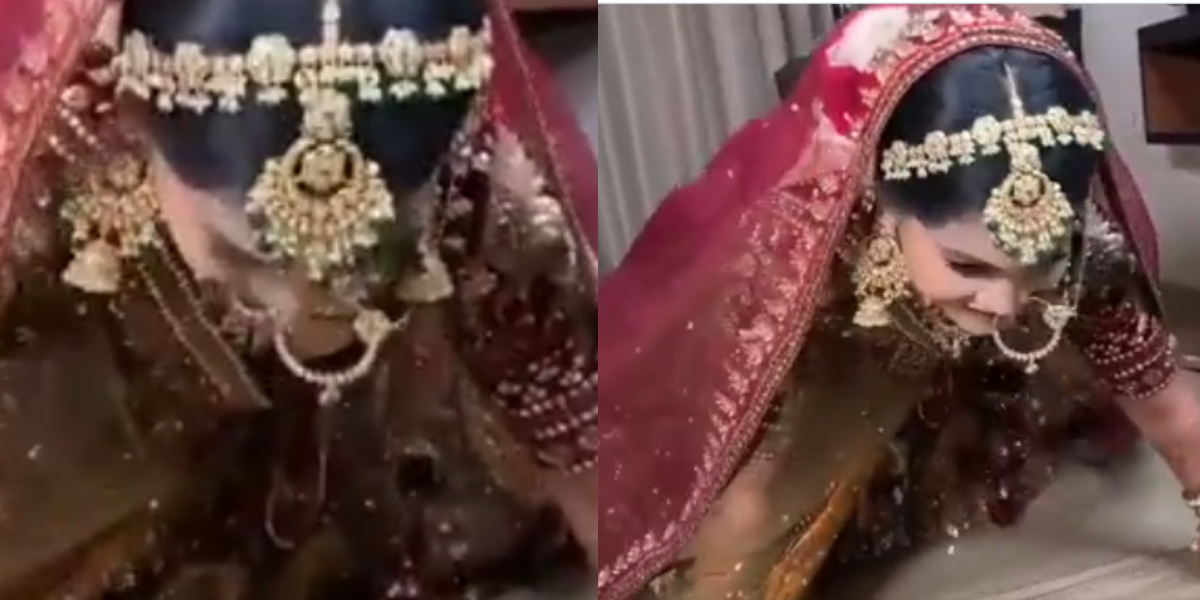 WATCH: A bride doing push-ups in her bridal outfit goes viral