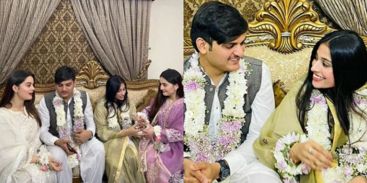 Aiman and Minal all smiles at their brother's Baat Pakki ceremony