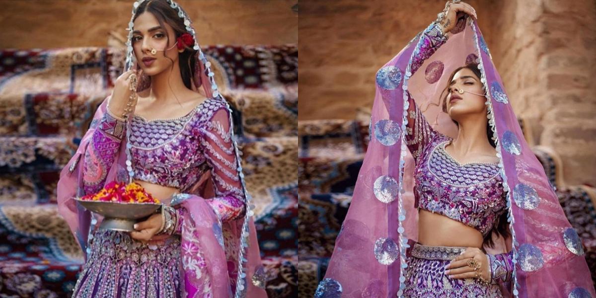 Sonya Hussyn exudes glam in glitzy mauve bridal attire