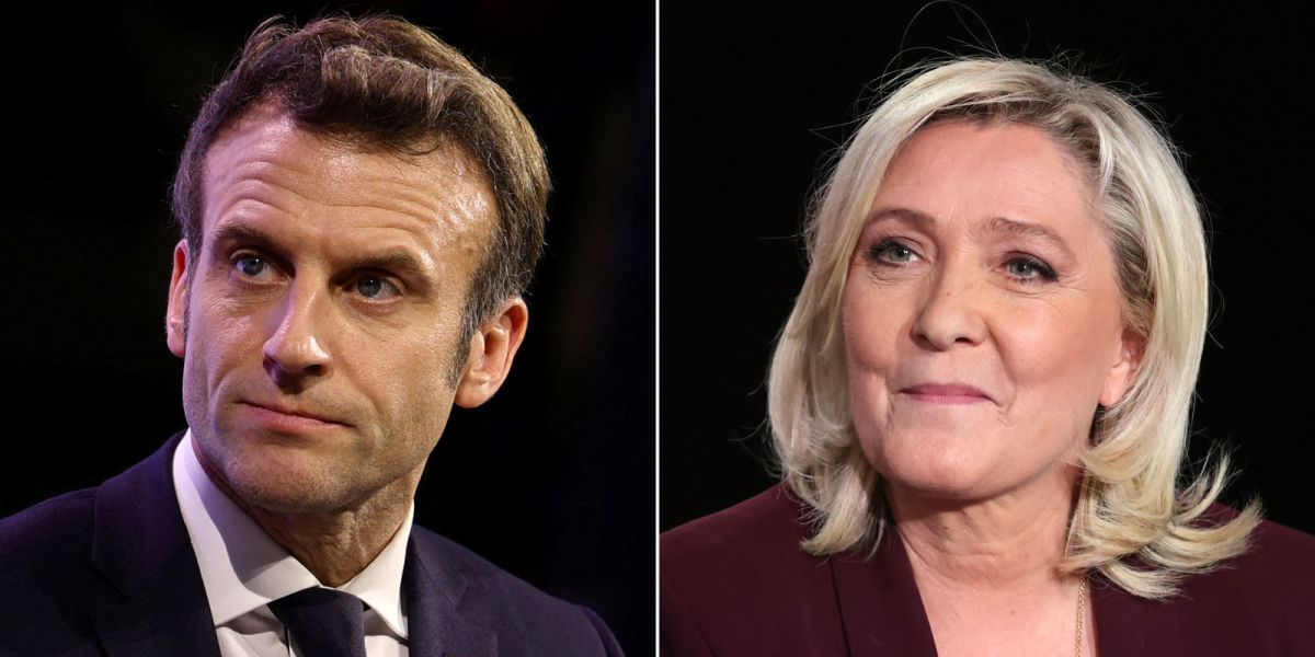 President Emmanuel Macron and far-right rival Marine Le Pen