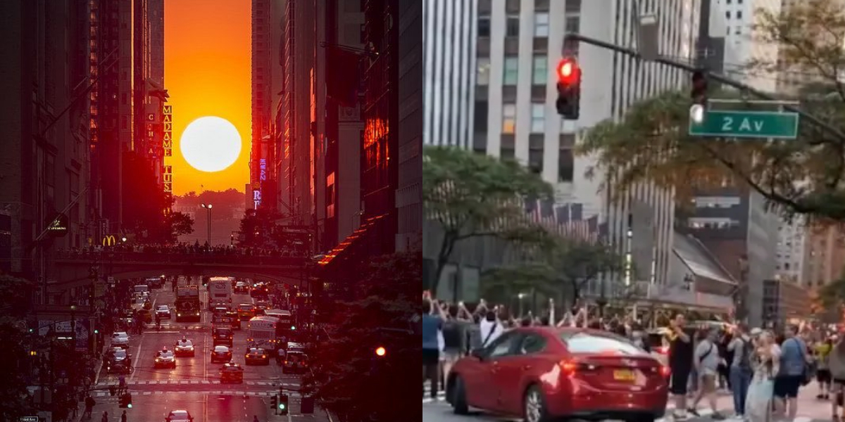 People of New York stop traffic to capture beautiful sunset, watch video