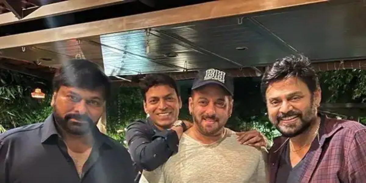 Salman Khan is seen partying with Chiranjeevi and Venkatesh Daggubati