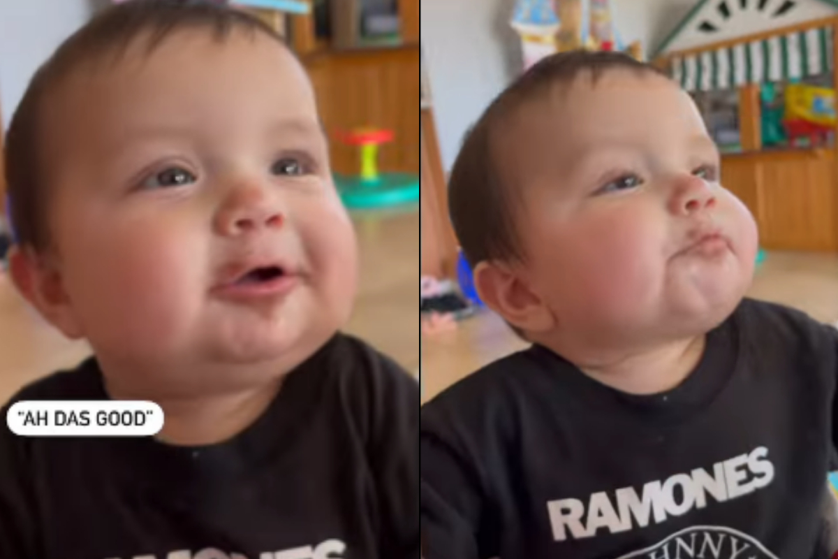 baby tries chocolate