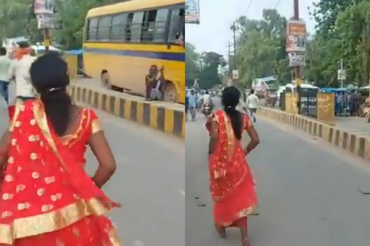 Woman chases groom