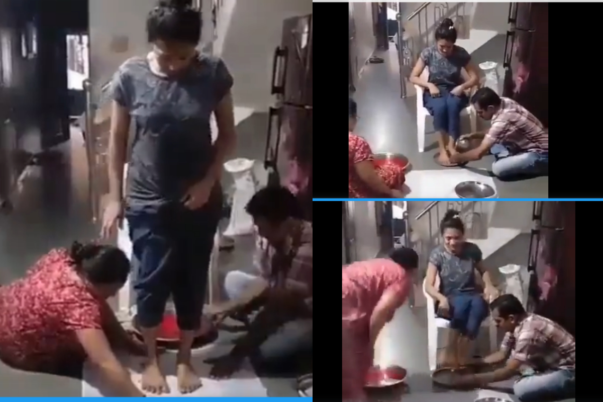 Parents cleaned feet