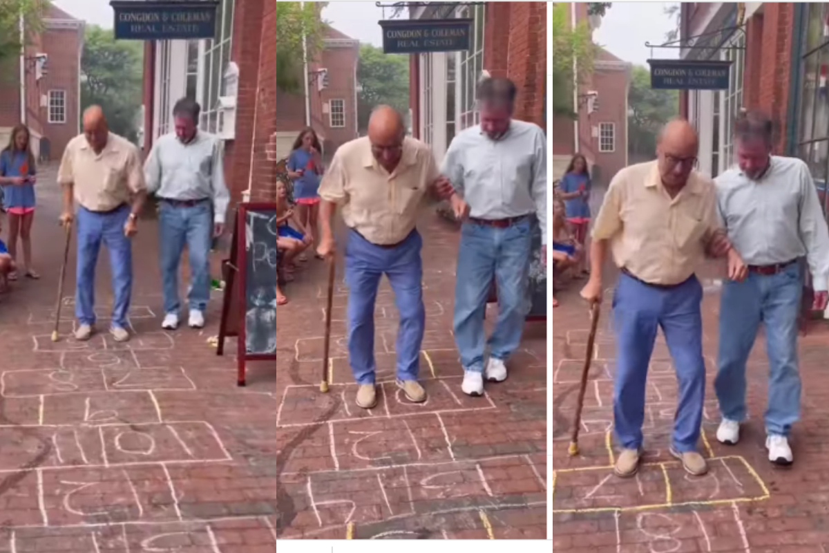 playing hopscotch