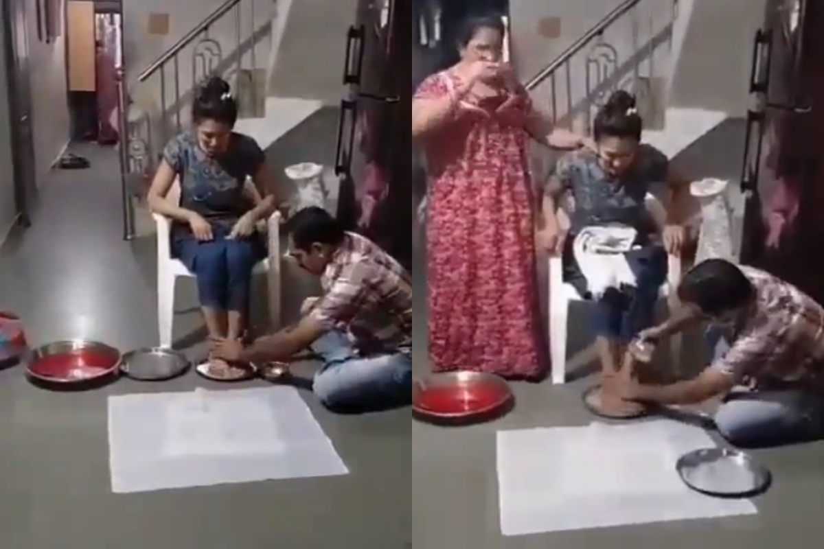 Wash feet with milk