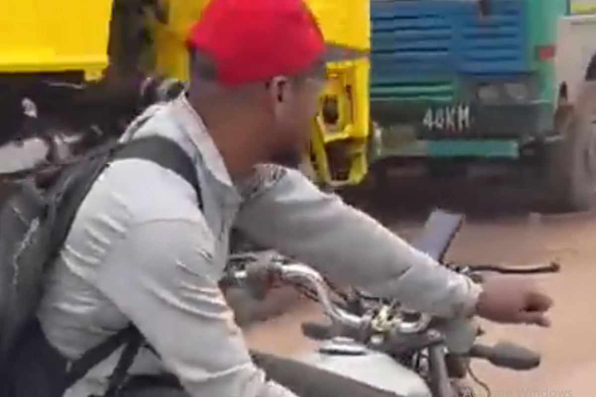 stunt on moving bike