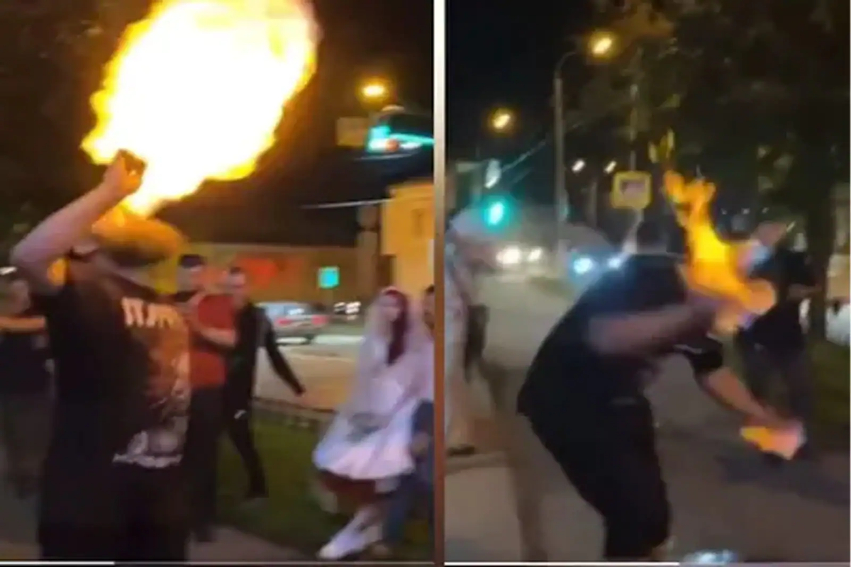 Man's fire stunt