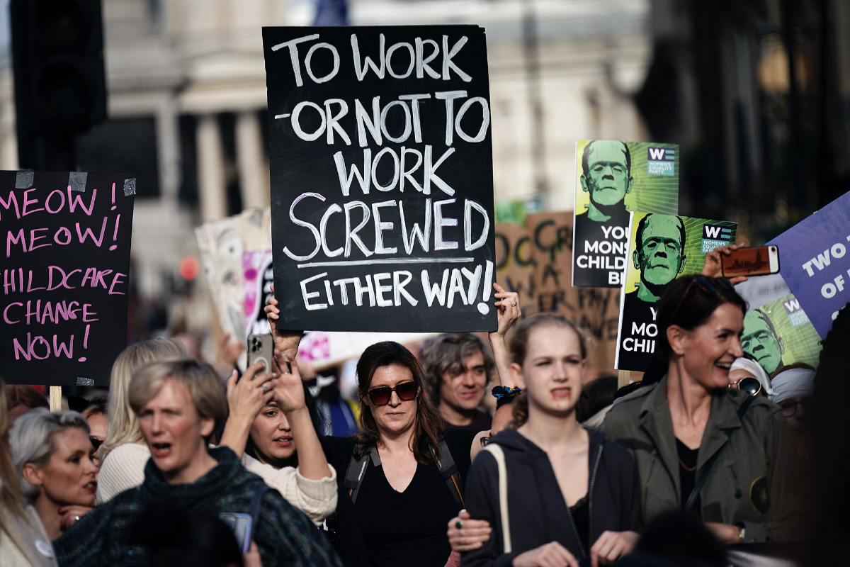 Thousands march throughout UK, demands affordable childcare