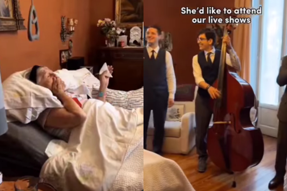 Band performs music for woman