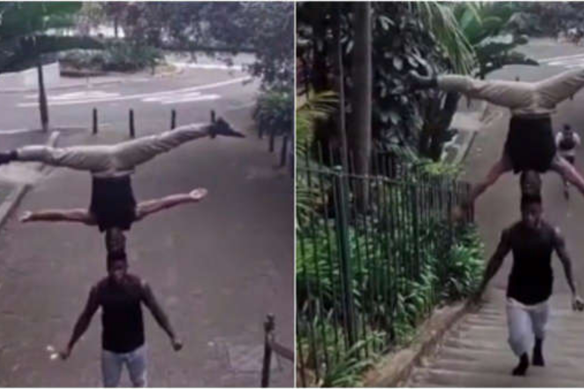 Man climbs stairs