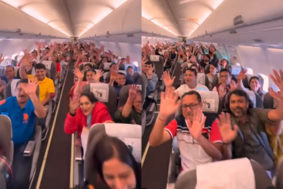 woman confirming plane for wedding