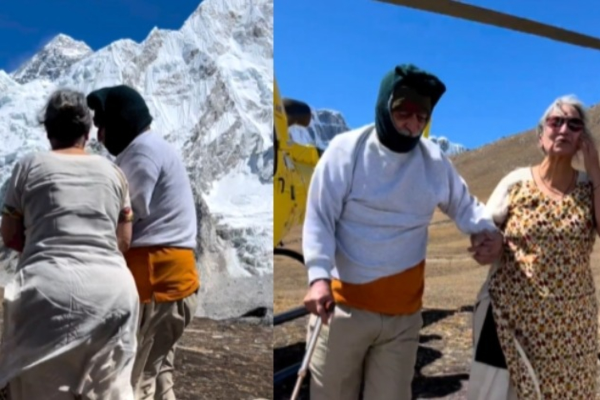 Elderly couple visits Mount Everest