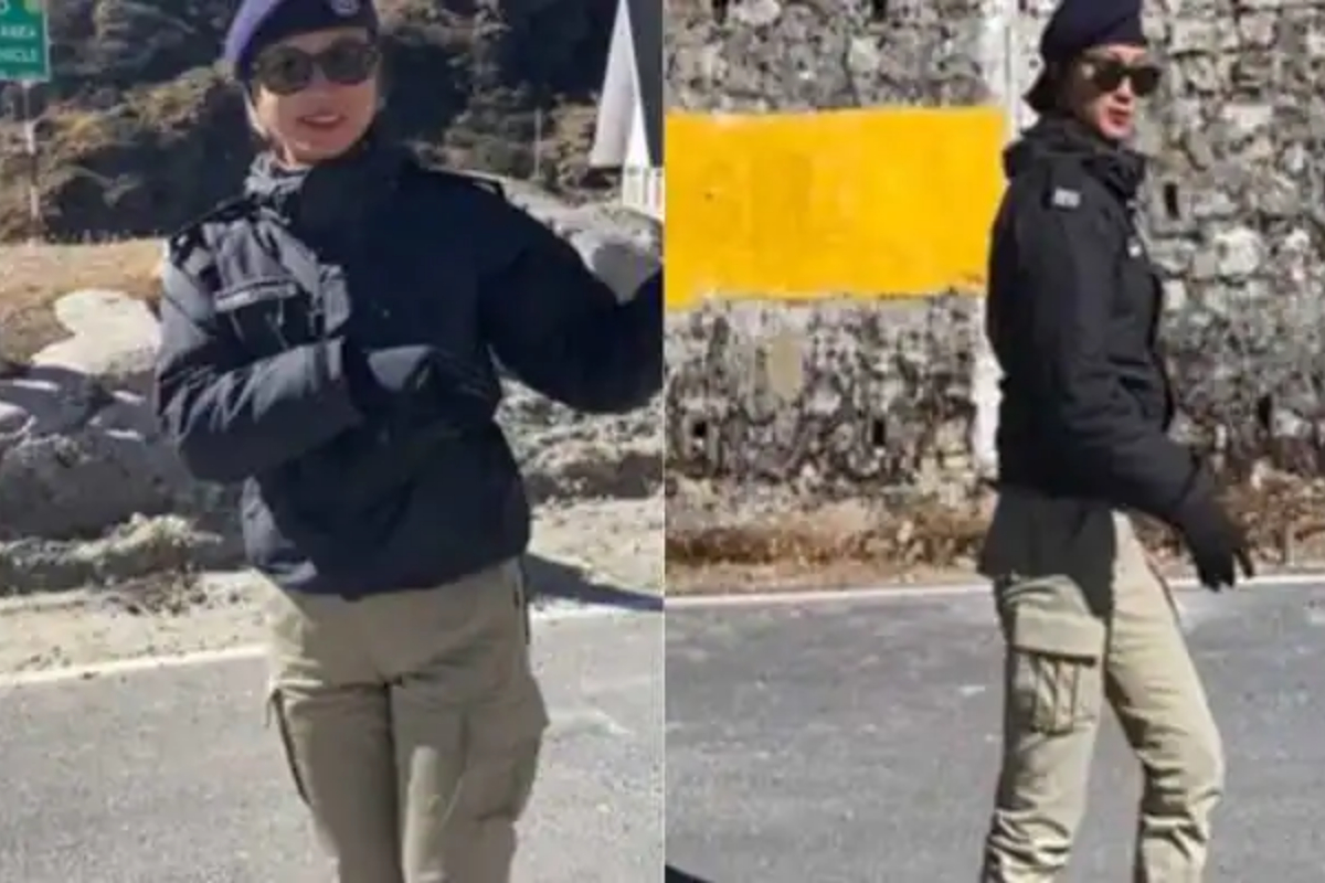 Female cop dance
