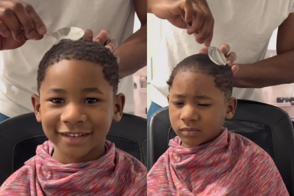 Dad gives haircut