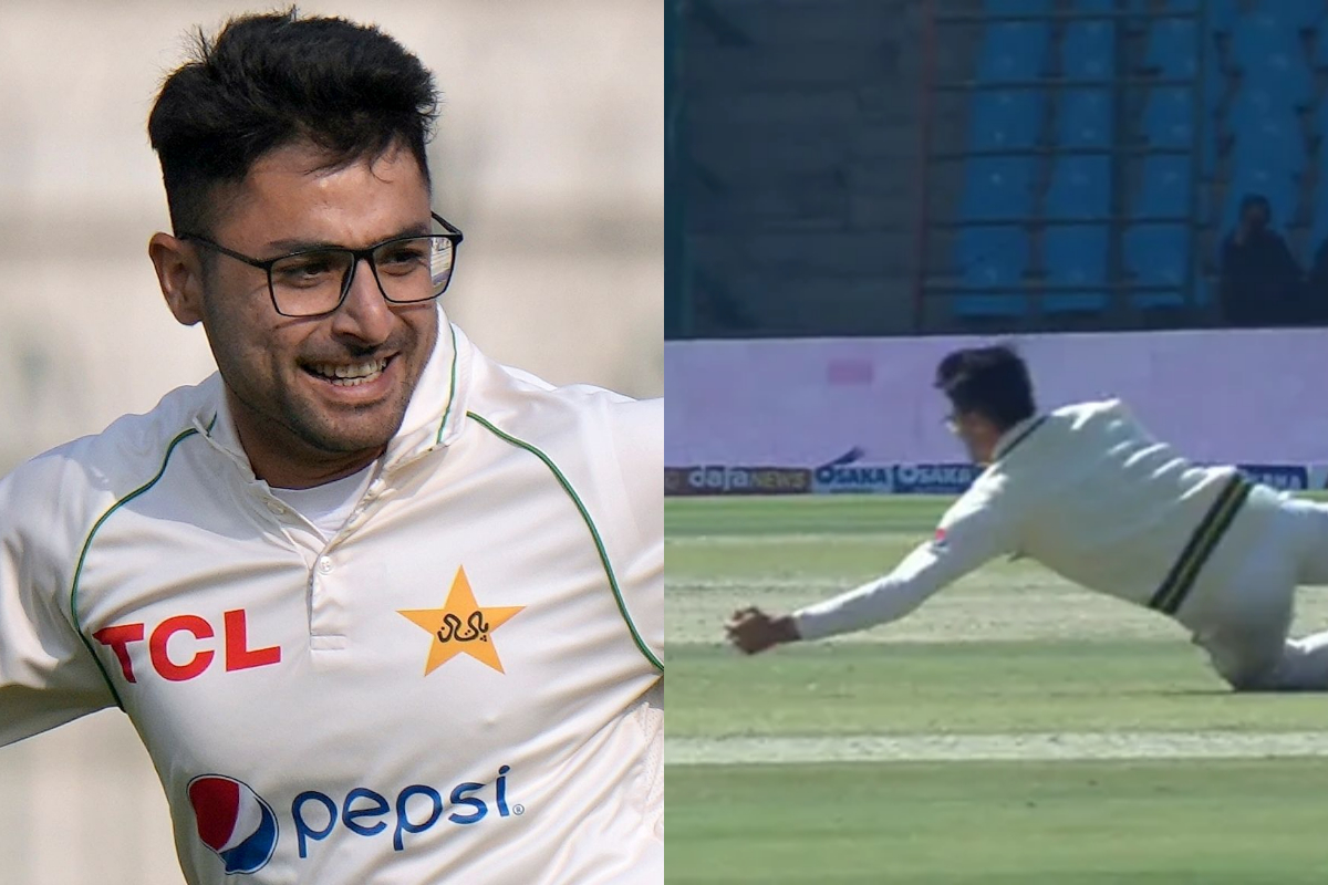 WATCH: Abrar Ahmed takes "incredible" catch to dismiss Tom Latham