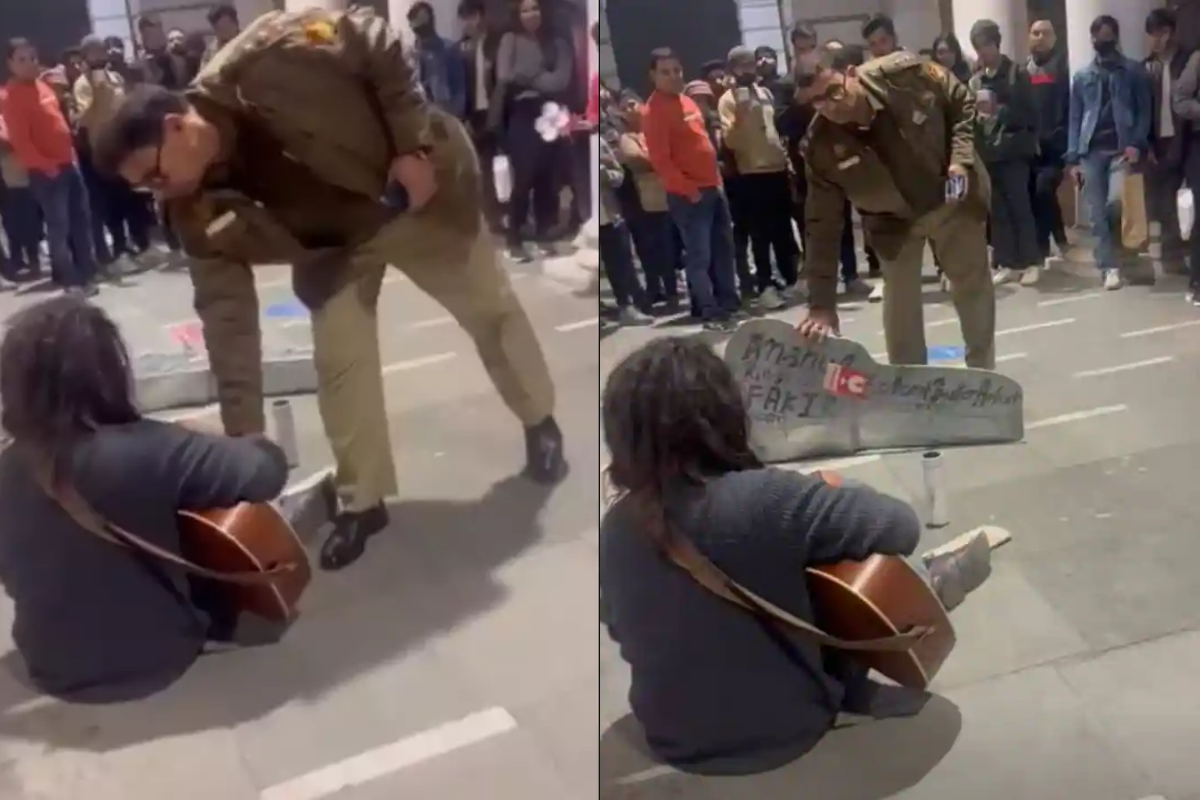Cop stops busker