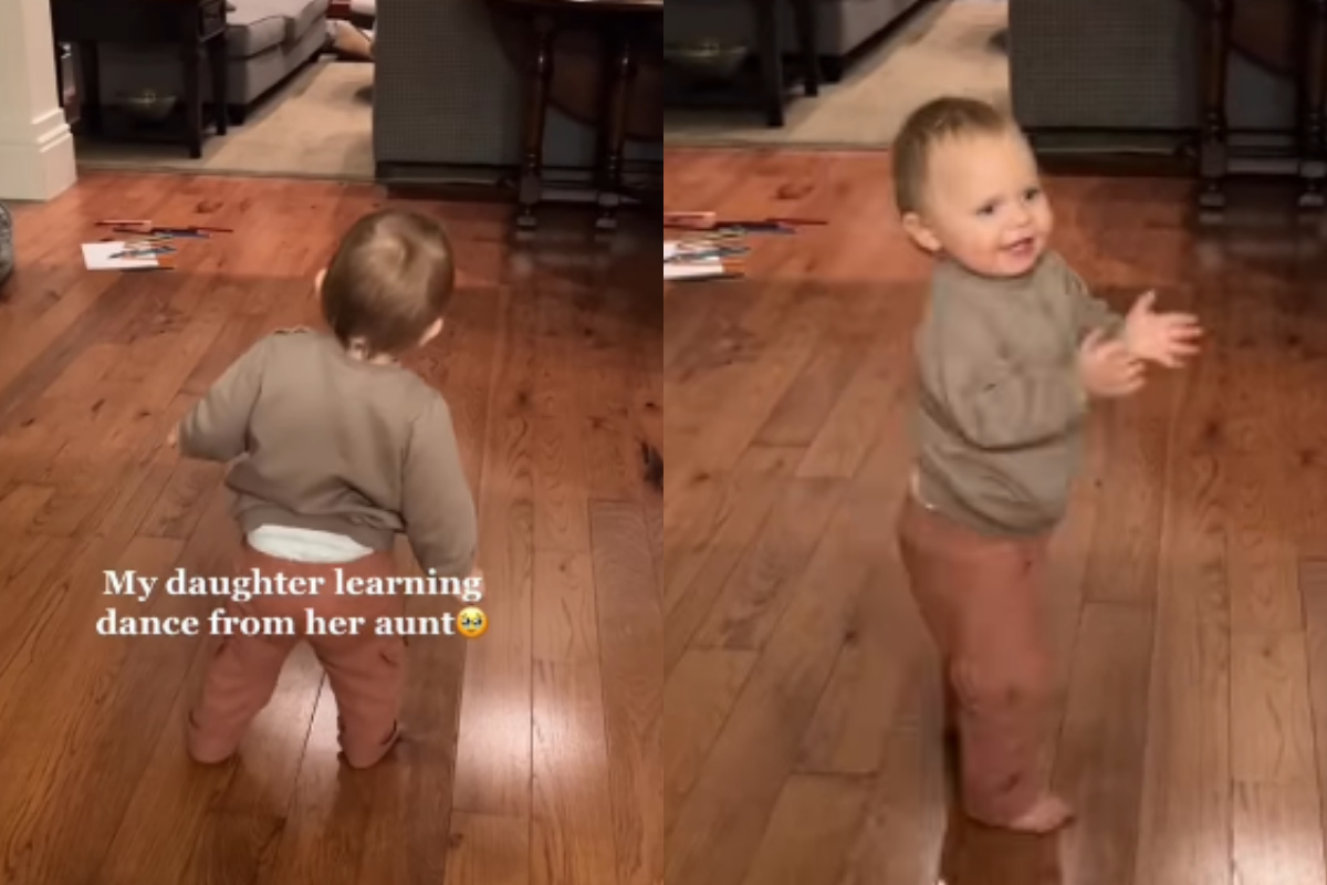 Toddler imitates