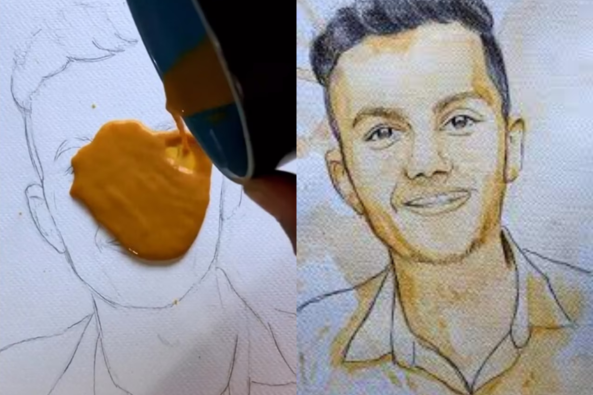 Artist pours chai