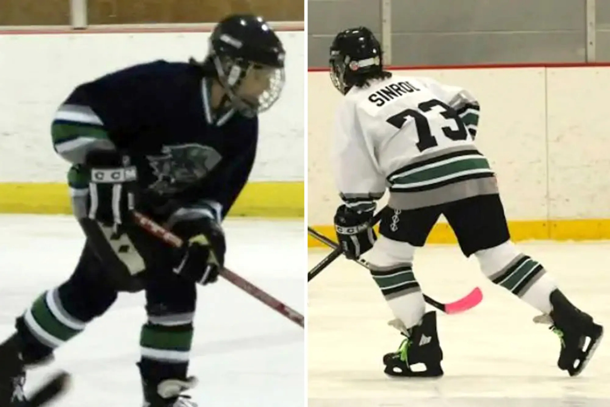 female hockey player is