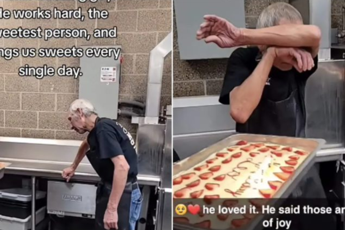 US Restaurant Employees Surprise Elderly Colleague