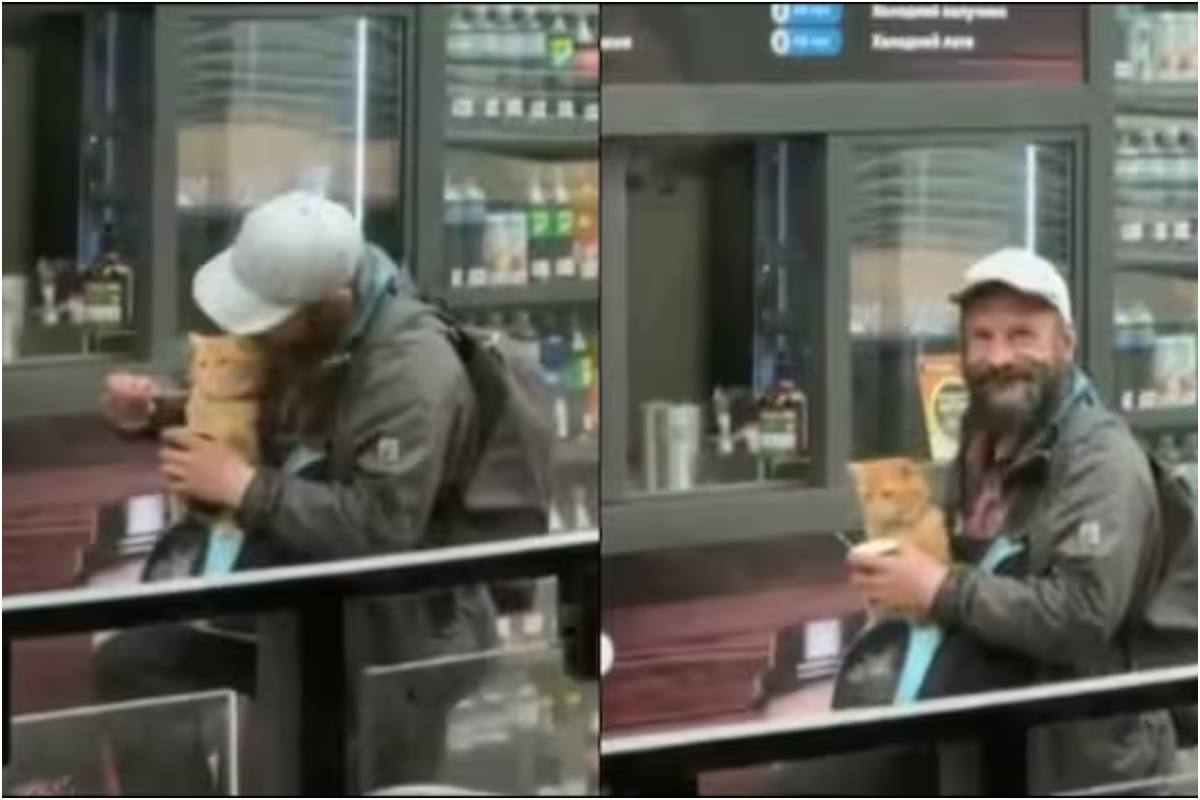 Man Nurtures Pet Cat with Loving Care, Just Like a Child