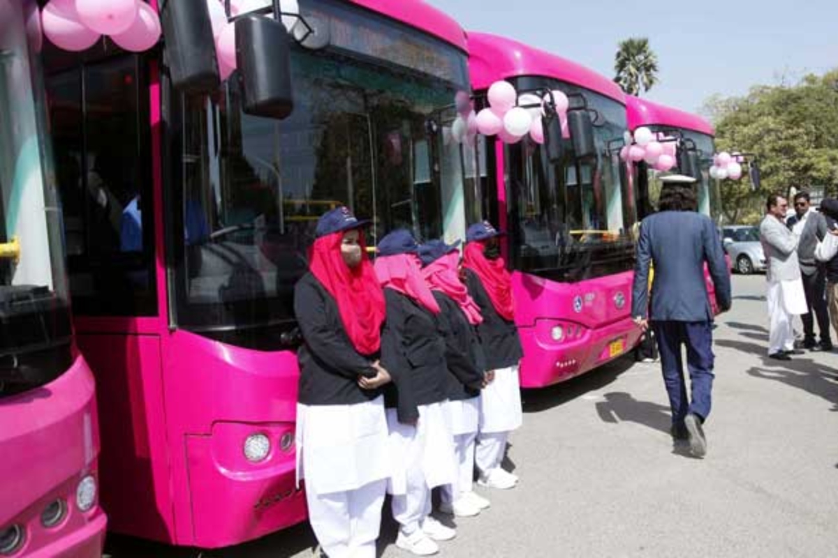 Pink bus women driver