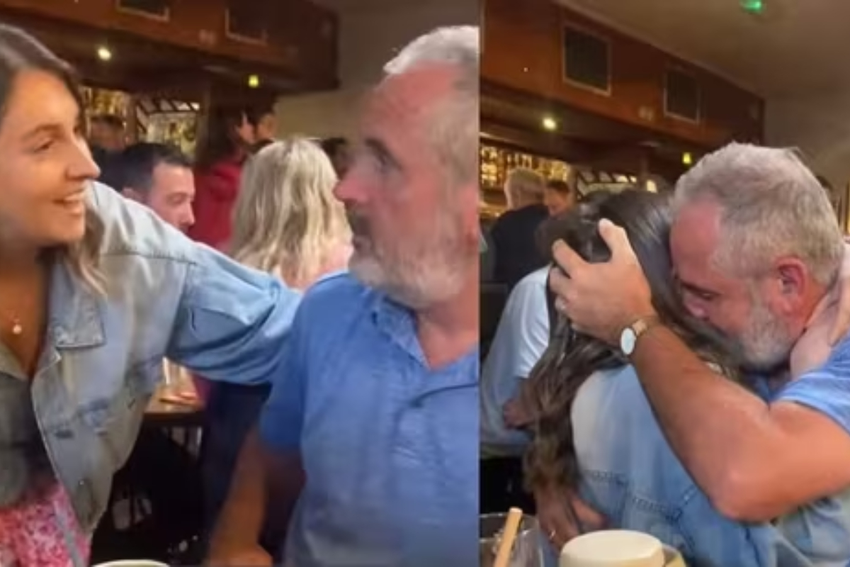 Daughter's surprise visit for dad's 60th birthday goes viral