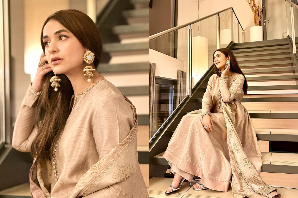 Yumna Zaidi's elegant look in Golden Dress