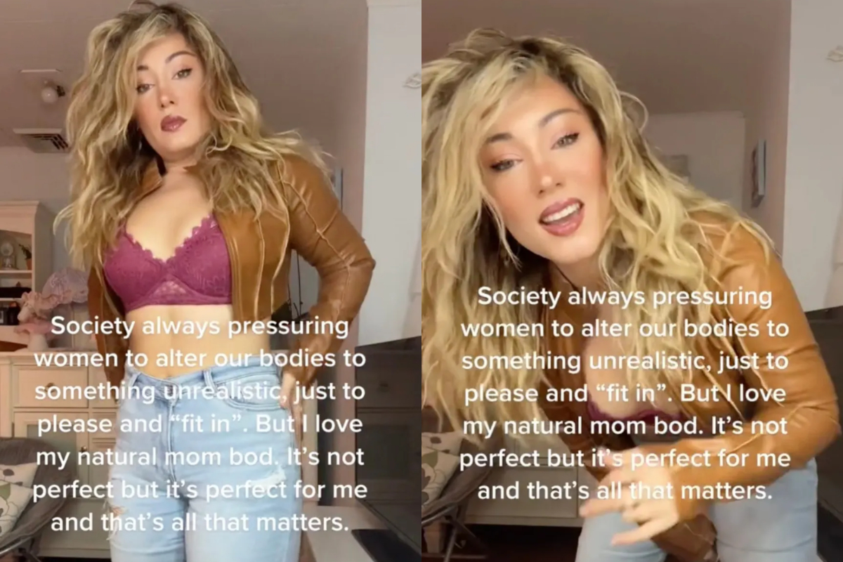 A women claimed she is very happy with her natural mom body