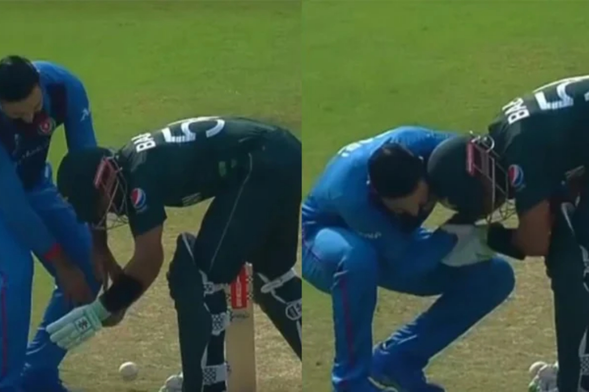 Babar Azam refuses to let Nabi tie his shoelaces in gesture of respect